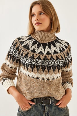 Turtleneck Jacquard Gebreide Trui