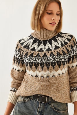 Turtleneck Jacquard Gebreide Trui