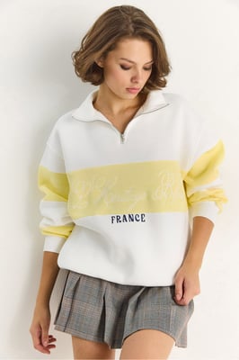 Gedrukt Relaxed Fit Polo Sweatshirt