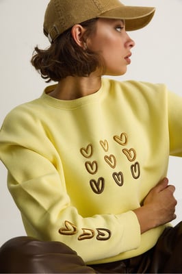 Geborduurd Ronde Hals Katoenen Sweatshirt