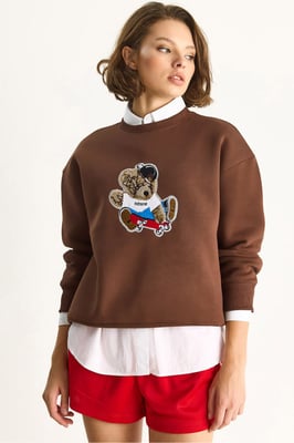 Geborduurd Sweatshirt met Ronde Hals en Lange Mouwen