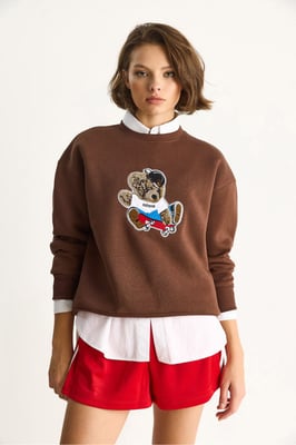 Geborduurd Sweatshirt met Ronde Hals en Lange Mouwen