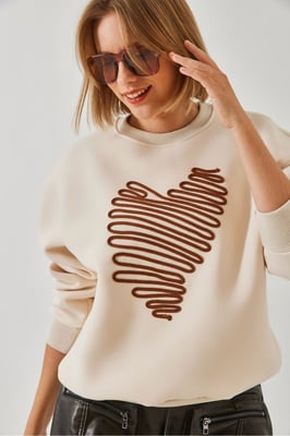 Geborduurd Ronde Hals Katoenen Sweatshirt