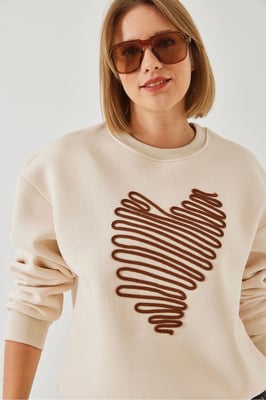 Geborduurd Ronde Hals Katoenen Sweatshirt