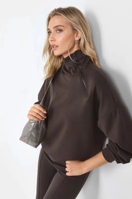 Ontspannen Fit Ritskraag Sweatshirt