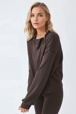 Ontspannen Fit Ritskraag Sweatshirt