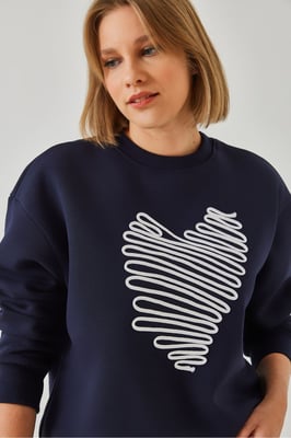 Geborduurd Ronde Hals Katoenen Sweatshirt
