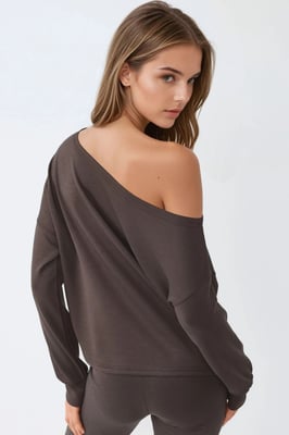 Asymmetrische Kraag Relaxed Fit Sweatshirt
