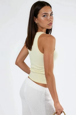 V-hals Ribbels Viscose Mix Tanktop