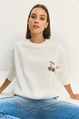 Geborduurd Crew Neck Sweatshirt