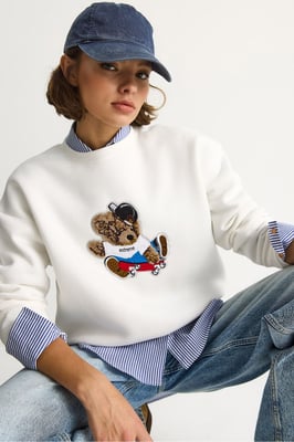 Geborduurd Ronde Hals Langsleeve Sweatshirt