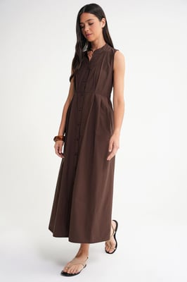 Geknoopte Tippet Kraag Maxi Jurk