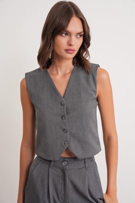 V-hals Geknoopte Vest