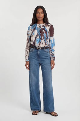 Paisley Blue Pleated Woven Blouse