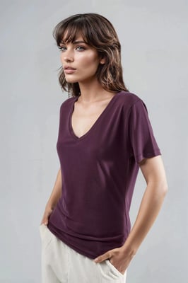 V-hals Korte Mouwen Modal Blouse