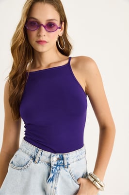 Getailleerde Katoenmix Halternek Cami Top