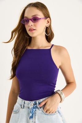 Getailleerde Katoenmix Halternek Cami Top