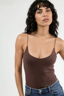 Slim Fit geribbelde V-hals blouse