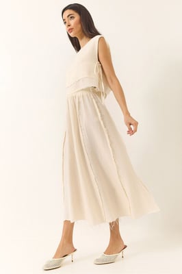Textuur Blouse & Rok Muslin Stof Twee-Delige Set