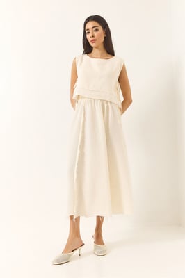 Textuur Blouse & Rok Muslin Stof Twee-Delige Set