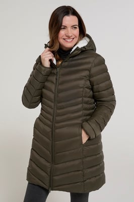 'Florence' Women's Padded Jacket Fur Lined Water Resistant Coat Khaki