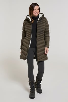 'Florence' Women's Padded Jacket Fur Lined Water Resistant Coat Khaki