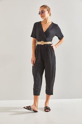 V-hals Cropped Jumpsuit met Strik