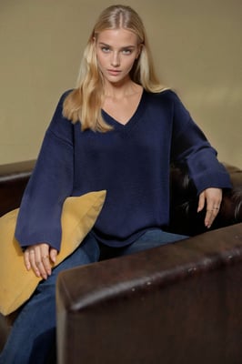 Thick Knit V-neck Sweater