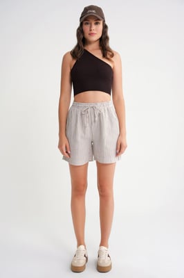 Hoge Taille Gestreepte Wijde Short