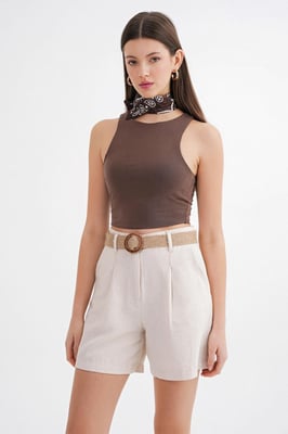 Hooggewaist Short met Balthoesluiting