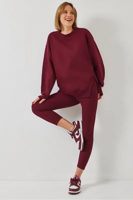 Textured Knit Capri Actieve Set met Ronde Hals