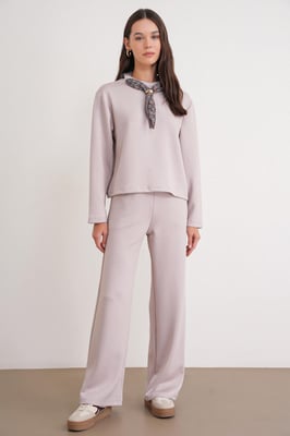 Ronde Hals Gebreid Actief Set met Sweatshirt en Broek