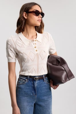 Knitted Argyle Collar Top