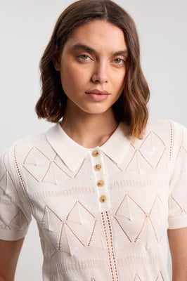Knitted Argyle Collar Top