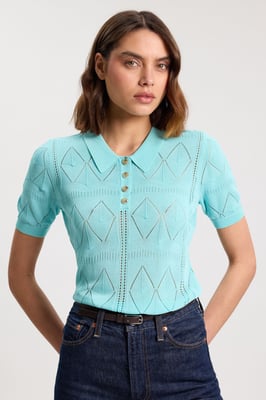Knitted Argyle Collar Top