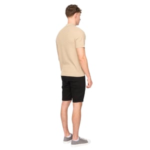 Duck and Cover Mens Danvers Knitted Quarter Zip Polo Shirt (Stone)