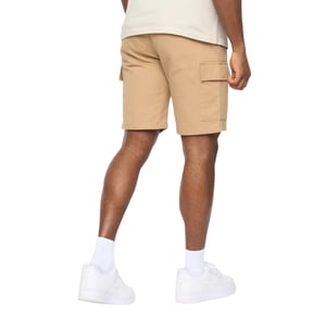Crosshatch Heren Utilate Elastische Taille Cargo Shorts (Stone)