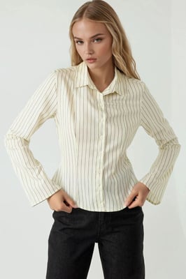 Slim Fit Randig Skjorta
