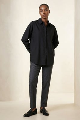Overmaatse Lange Mouwen Poplin Shirt met Kn Closure