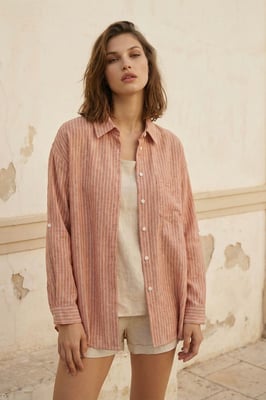 Oversized randig skjorta med knappar
