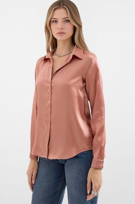 Satijnen Overhemdbedshirt met Lange Mouwen