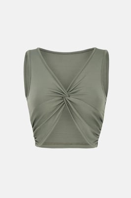Stevige Rib Twist Voorkant Crop Top