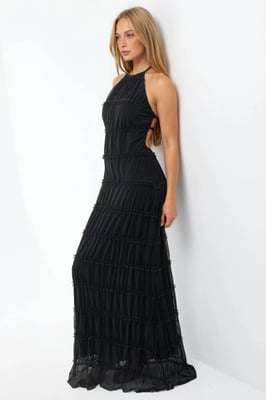 Halter Neck Texturerad Maxiklänning