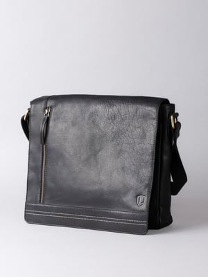 Keswick Large Leather Messenger Bag in Black