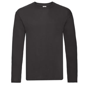 Fruit of the Loom Heren Origineel T-shirt met lange mouwen (Zwart)