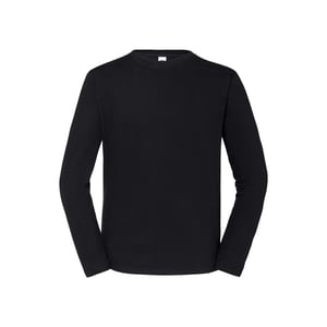 Fruit of the Loom Heren Iconic 195 Premium Ringspun Cotton T-shirt met lange mouwen (Zwart)