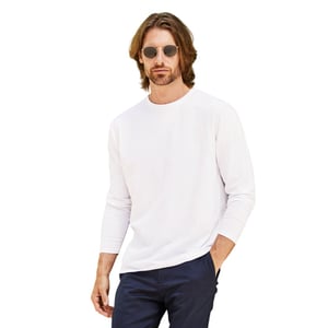 Fruit of the Loom Heren Origineel T-shirt met lange mouwen (Wit)