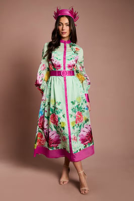 Lisa Tan Organza Printed Shirt Dress