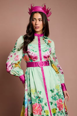 Lisa Tan Organza Printed Shirt Dress