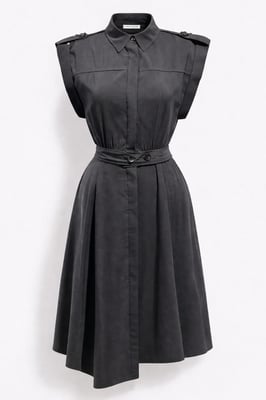 Textured A-Lijn Midi Hemddress met Riem
